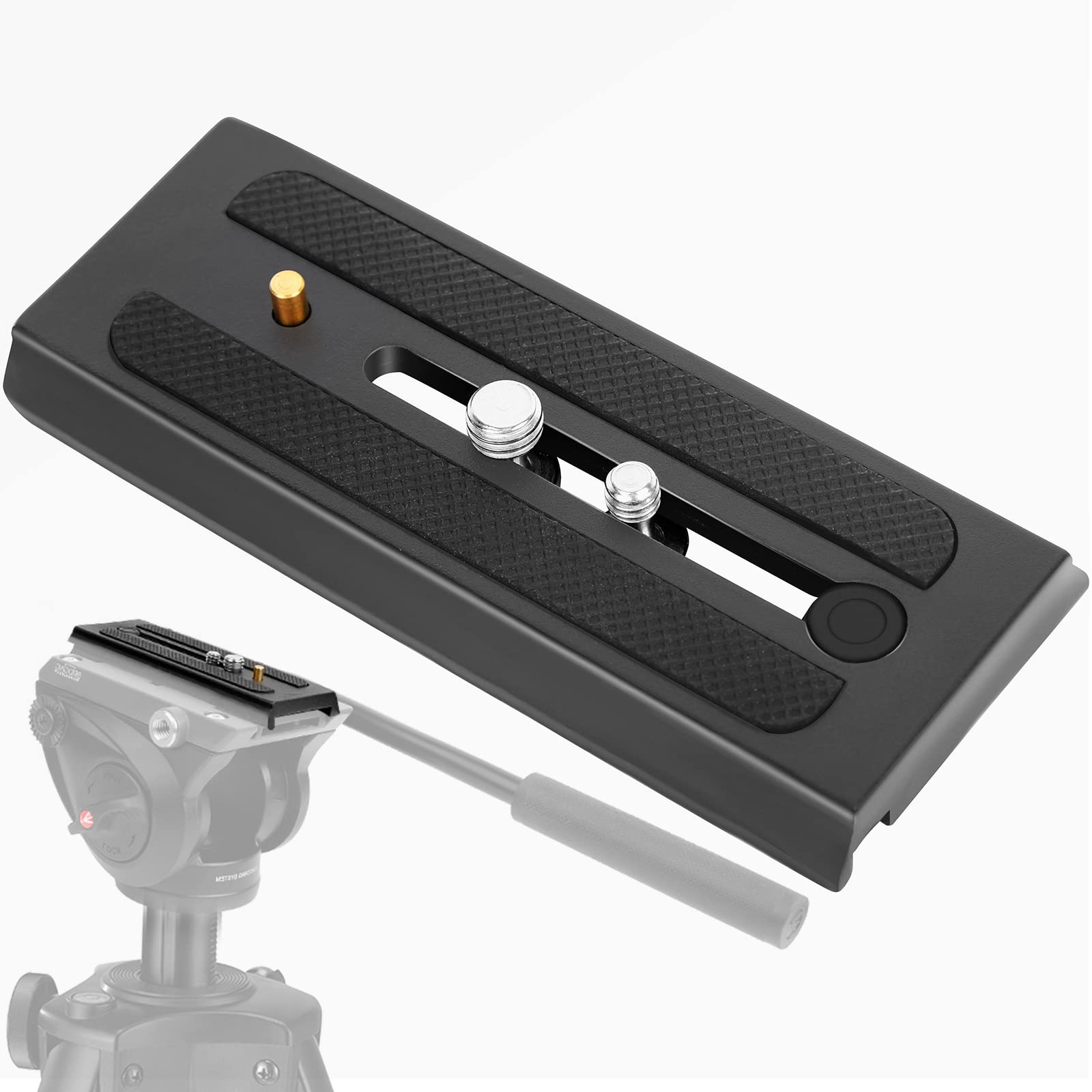 ChromLives Quick Release Plate Rapid Connect QR Sliding Plate Camera Mount with 1/4" and 3/8" Mounting Screws Compatible with Manfrotto 501HDV 503HDV MH055M0-Q5 701HDV