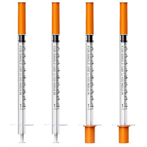 1ml Insulin Syringes 30G 5/16 Inch (8mm) with Needle, Individually Wrapped, Pack of 100