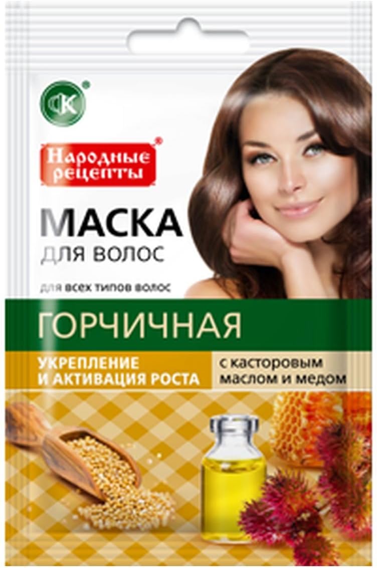 Fito Folk Recipes Natural Hair Mask Mustard Castor Oil & Honey 30ml (pack of 5)