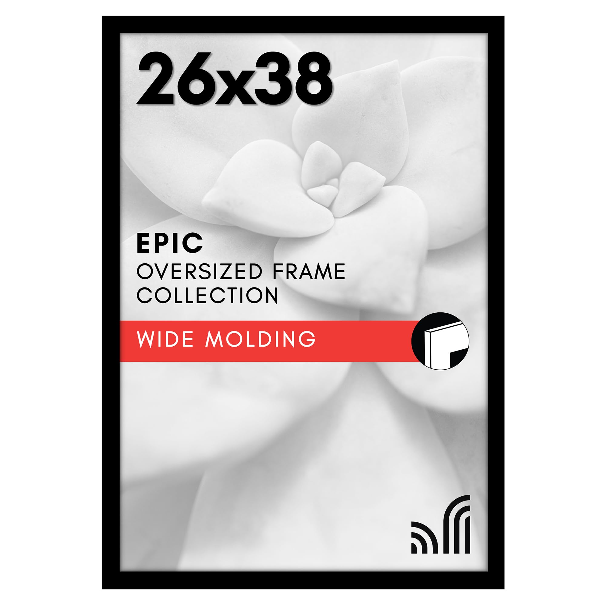 Americanflat 26x38 Poster Frame with Polished Plexiglass - Black Picture Frame - Wide Photo Frames Made of Engineered Wood for Vertical or Horizontal Wall Display - Epic Collection - Black Image