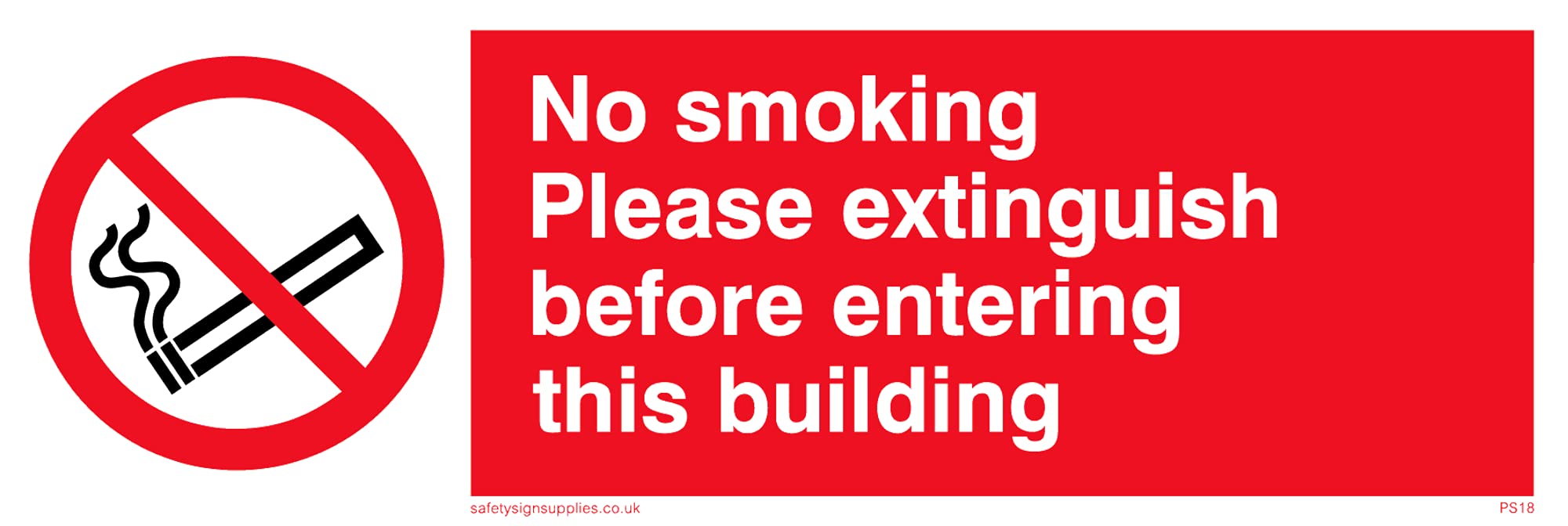 Pack of five - No Smoking Extinguish Sign - 150x50mm - L15
