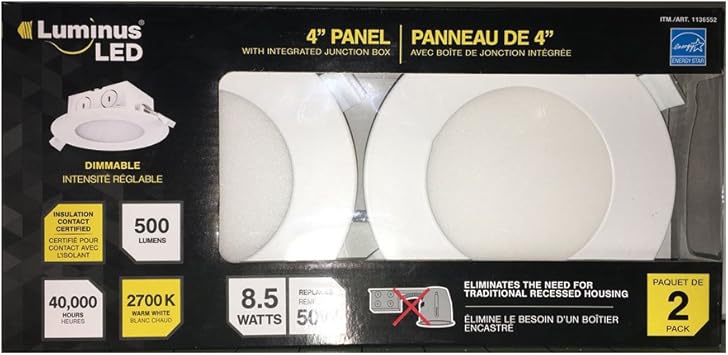 2 Pack Luminus 8 5w 4 In Led Slim Panel With Integrated Junction Box Amazon Ca Tools Home Improvement