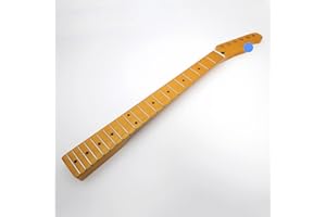 YUEMIYA Electric Guitar Neck For 21 Fret Tele Guitar Canada Maple Guitar Neck Glossy Yellow with Logo For Electric guitars Replacement parts