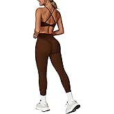 QBGJTD Womens Workout Sets Adjustable Straps Sports Bras and High Waist Leggings Sets Pilates 2 Piece Outfits for Women