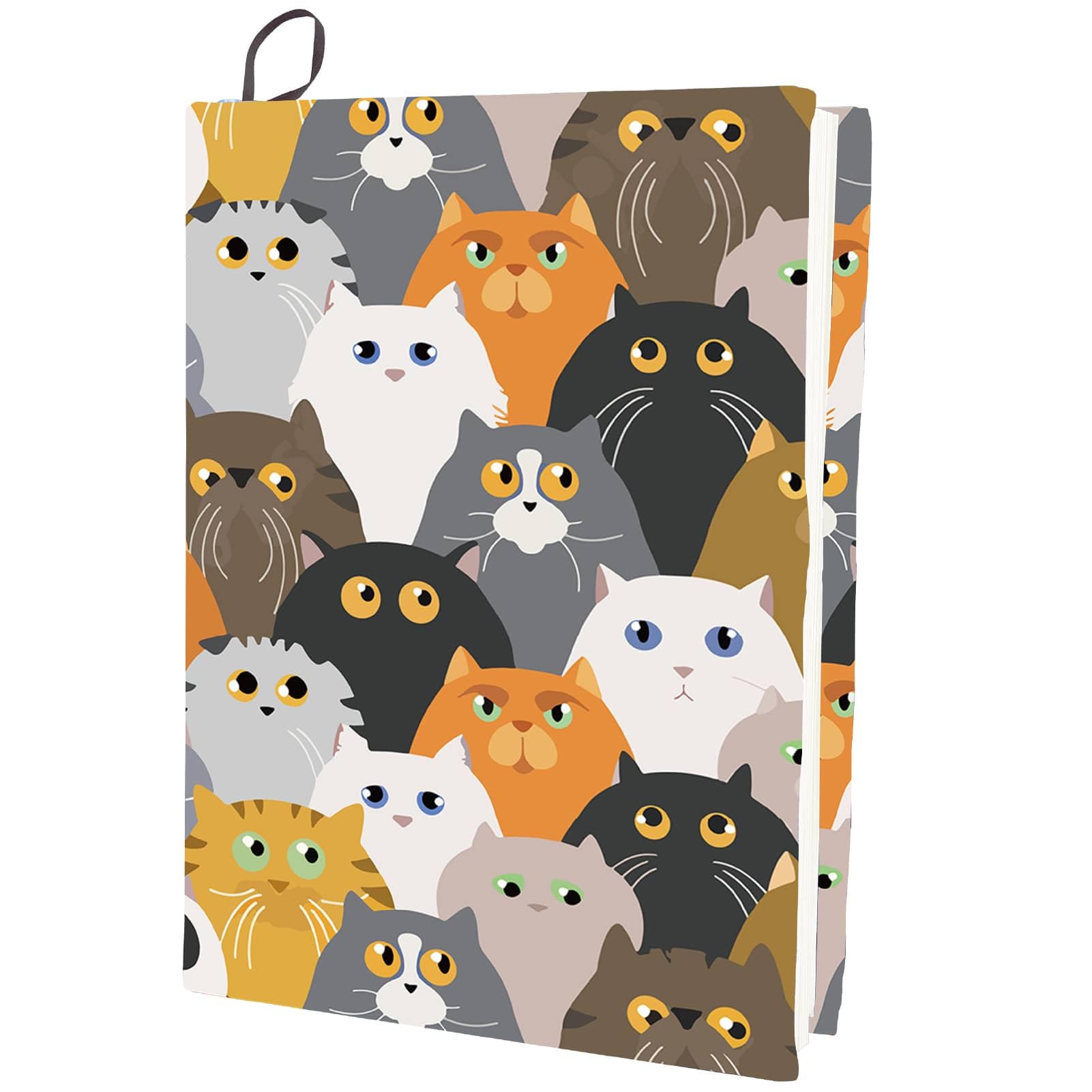 CRASPIRE Cat Stretchable Book Cover Animal Washable Reusable Large Nylon Polyester Book Protector Elastic Notebook Wraps Suitable for Most Hardcover Books Classroom Students
