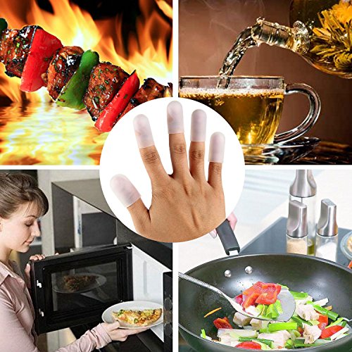 Leegoal Silicone Finger Protectors 5pcs, Reusable Finger Covers Guards Heat Resistant Finger Gloves for Heat Cooking Baking Barbecue BBQ