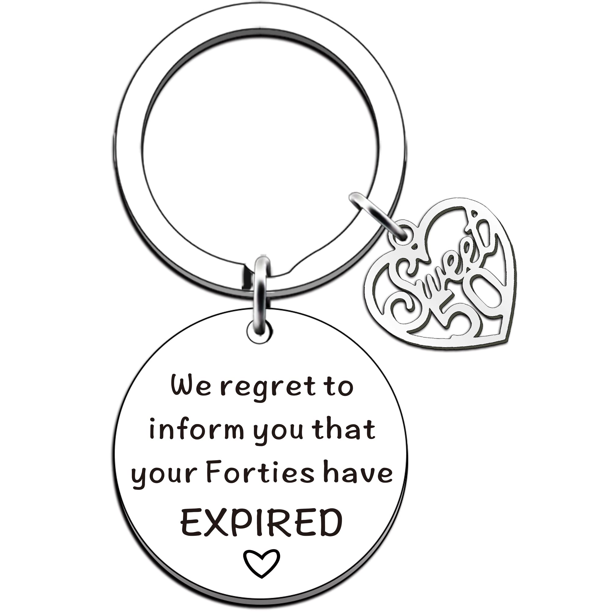 JMIMO 50th Birthday Gifts for Women Men Funny Sweet 50th Birthday Keyring Idea for Her Him As A Joke Celebration Best 50 Years Old Present - We Regret To Inform You That Your Forties have Expired