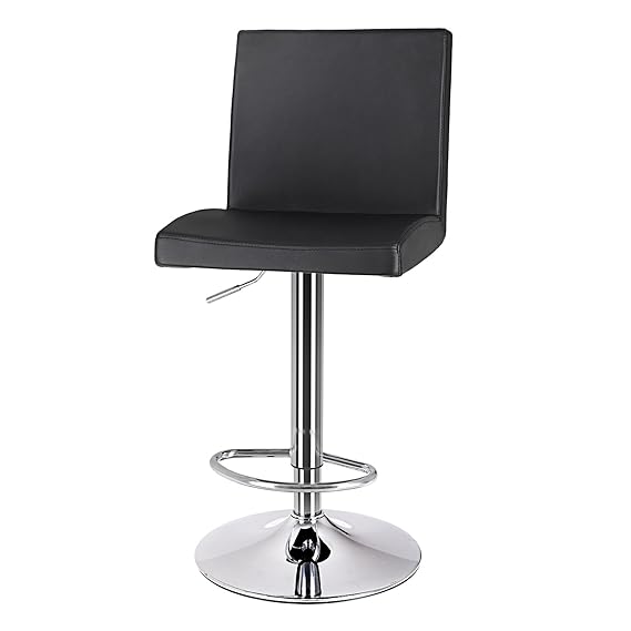 SONGMICS 1 x Barhocker Hocker Tresenhocker, Barstuhl mit Lehne Höhenverstellbar Drehbar PU schwarz LJB91B-1