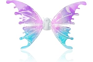 ATHLERIA Light Up Fairy Wings for Girl,Electric Moving Butterfly Angel Wings with Lights, Kids Halloween Costume Decorations Fairy Party Favors,Birthday Gifts Princess Dress Up Toys (Dazzling Colours)