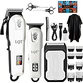 LQT Hair Clippers for Men, Professional Barber Clippers and Trimmer Set, Mens Cordless Clipper, 3 pcs setHair Cutting Kit for Men