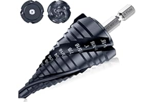MACXCOIP Four Sprial Flute M35 Cobalt Step Drill Bit, 1/4"-1-1/8" Ultra TiAIN Coated Unibit Step Bit, 1/4" Hex Shank Drill Bit for Metal, Stainless Steel, Aluminum, Copper, Wood, PVC