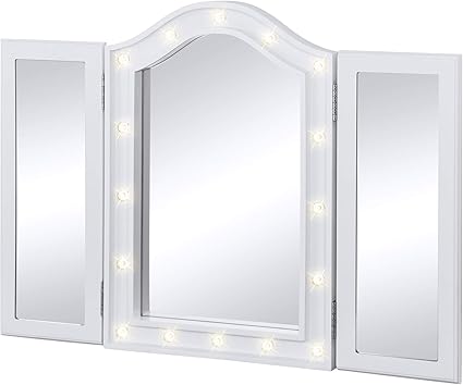 Best Choice Products Lighted Tabletop Tri Fold Vanity Mirror W Led Lights Amazon Co Uk Beauty