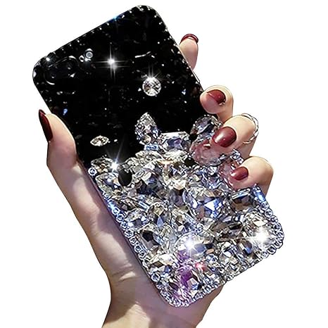 Miagon Glänzend Hülle für Huawei P10,3D Handschlaufe Glitzer Bling Strass Hülle Diamant Transparent Handyhülle Bumper Case Ta