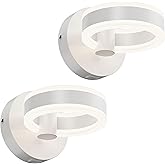 PHIXART LED Wall Sconces Set of Two with ON/Off Switch, White Rotatable Hardwired Wall Light Fixtures, Built in USB Charging 