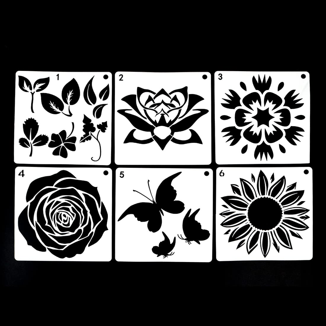 Namvo Reusable Stencils for Furniture Floors Wall Painting, 16Pcs Flower Painting Template Painting Stencil for DIY Walls Doors, Furniture, Art Scrapbook