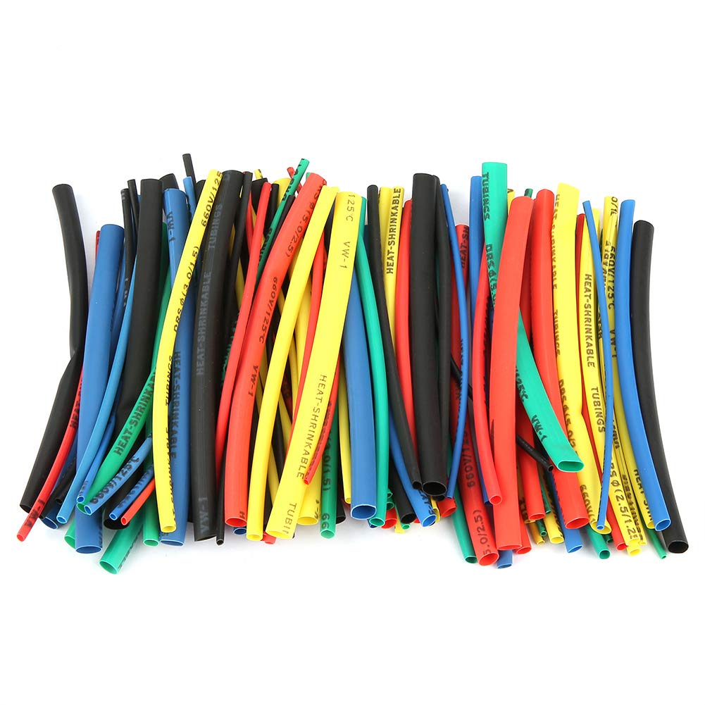 100pcs Insulated Heat Shrink Tubing 5 Colors 5 Sizes Electrical Sleeving Wire Cable Wrap Assortment Heat Shrink Tube Assortment Kit