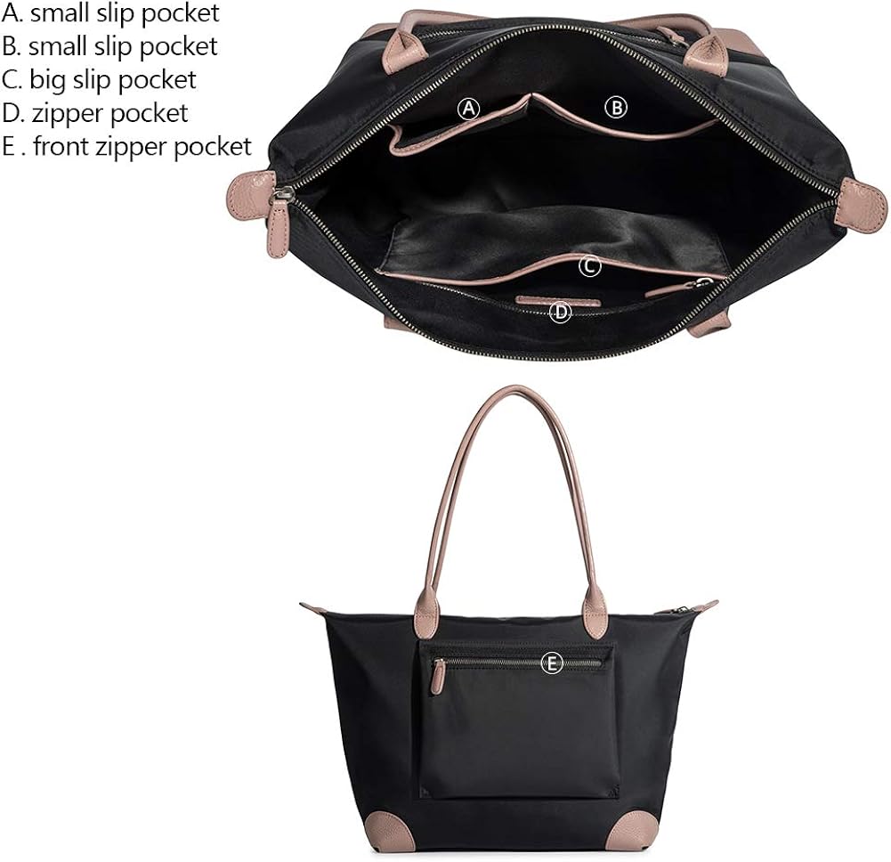 Doris&Jacky Tote Bag For Women Large Lightweight Designer Leather Nylon Work Shoulder Bag And Foldable Travel Purse - Image 5