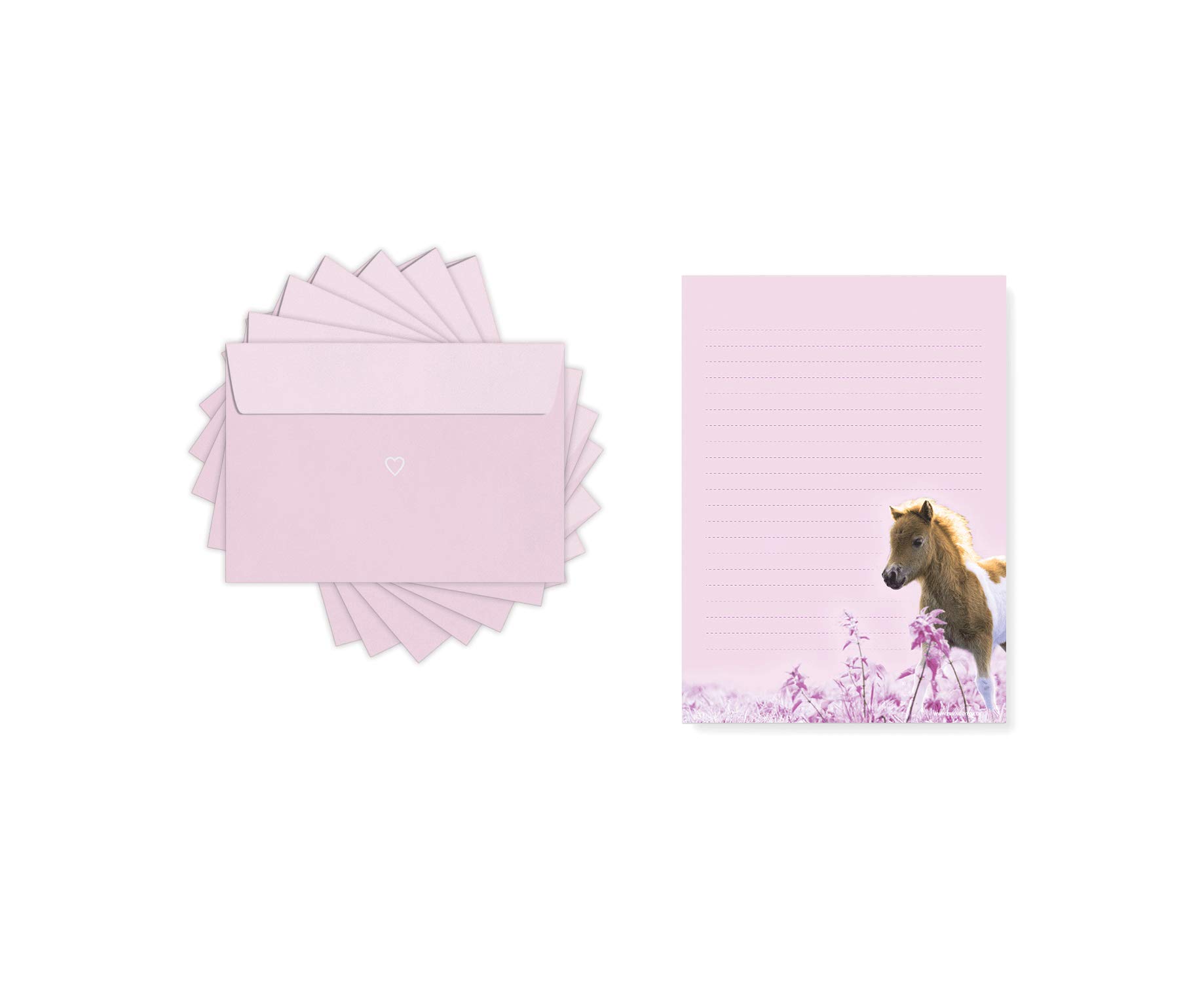 Friendly Fox Children's Pony Lined Writing Paper Set, A5, 50 Sheets, 20 Envelopes, German Quality, Great Gift for Boys and Girls