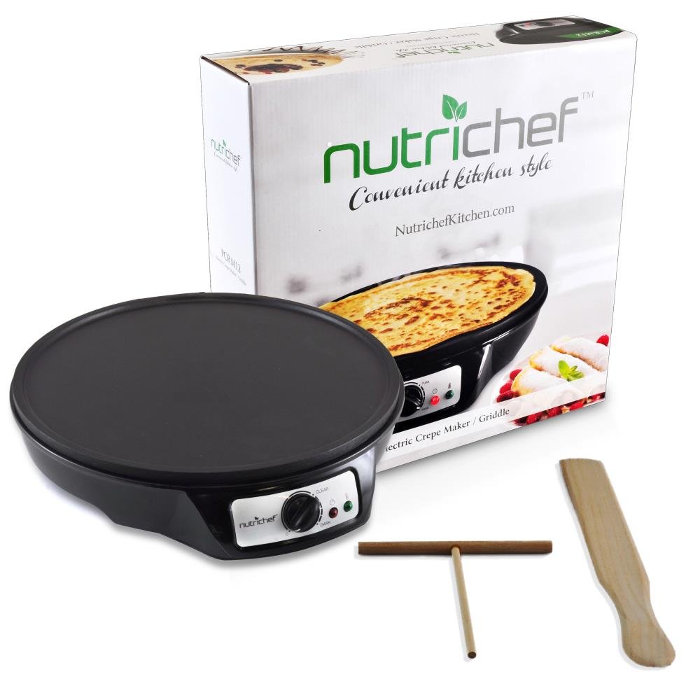 NutriChef Electric Crepe Maker Griddle, 12 inch Nonstick Use also For