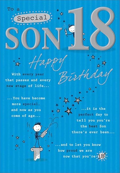 Piccadilly Greetings Biglietto Di Auguri Di Compleanno Per 18 Figli 22 9 X 15 2 Cm Amazon It Cancelleria E Prodotti Per Ufficio