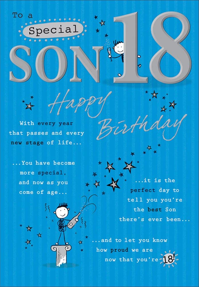 Piccadilly Greetings Traditional Milestone Age Birthday Card Age 18 Son - 9 x 6 inches, Green