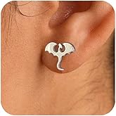 Stainless Steel Dragon Stud Earrings for Women, Minimalist Cool Dragon Earrings Gift for Her
