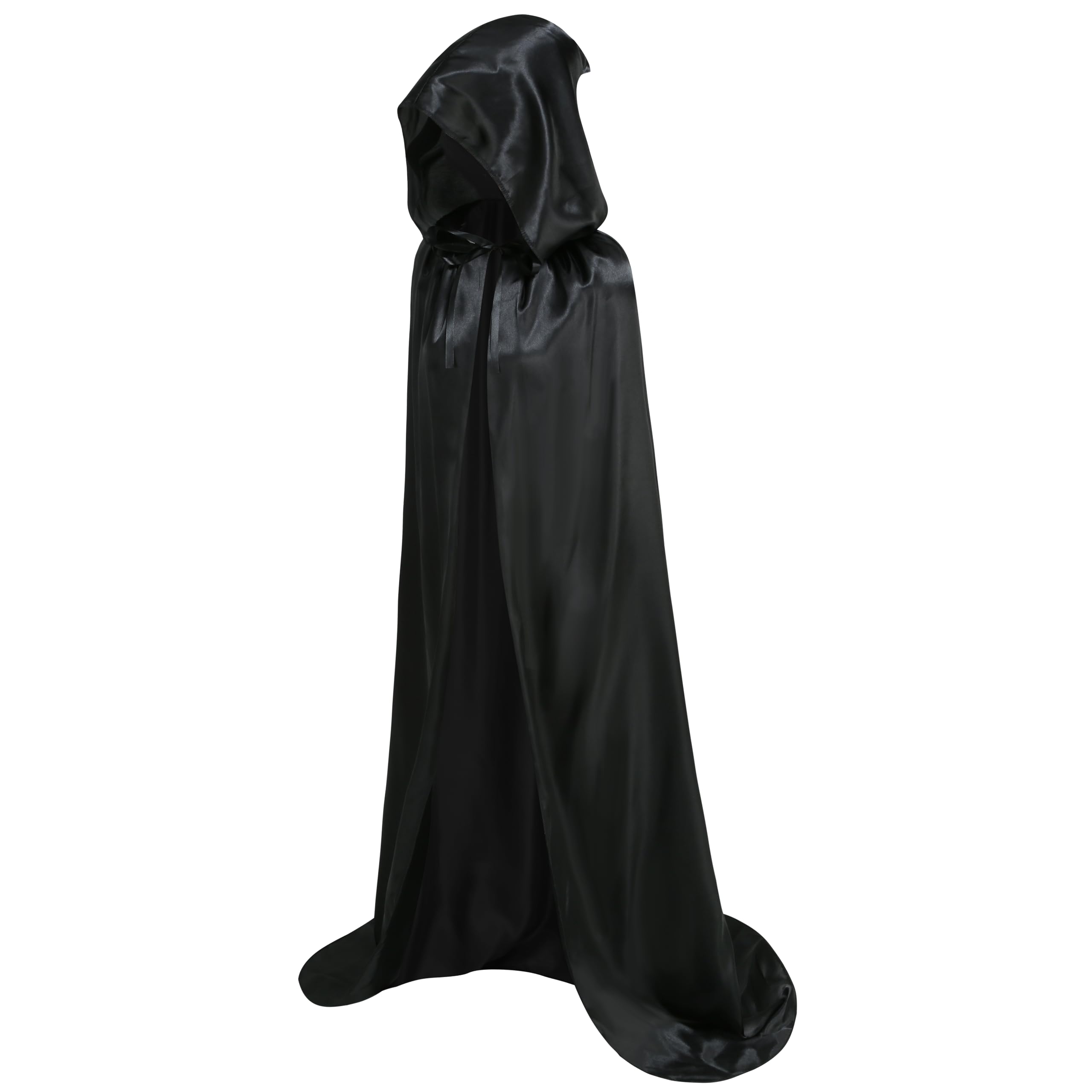 DELIVESS Unisex Adult Hooded Solid color Cape Full Length Halloween Christmas Costume Party Cloak(43", Black)