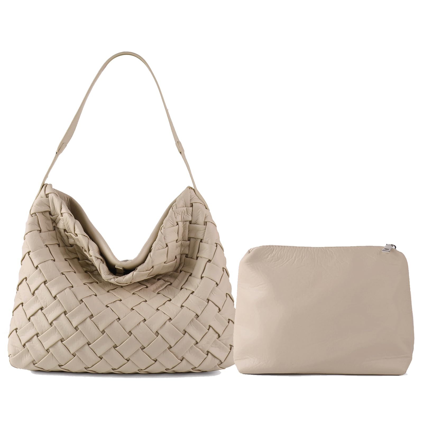 JINMANXUE Women Boston Bag Woven Vegan Leather