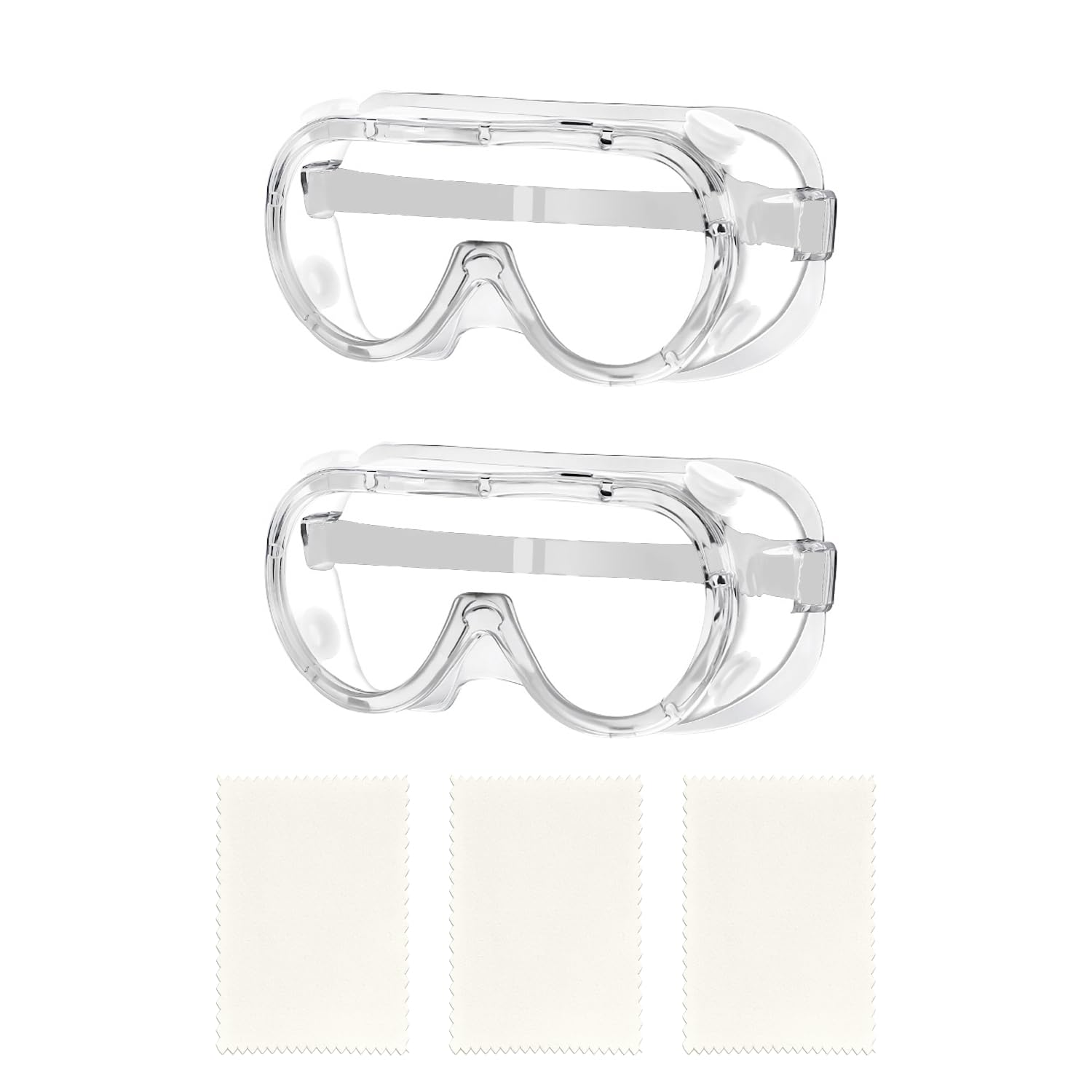 MAXQUU 2-Piece Goggles, 3-Piece Lens Cleaning Cloth, UV Protection, Shatter Resistant, Anti-Fog, Black, Dark