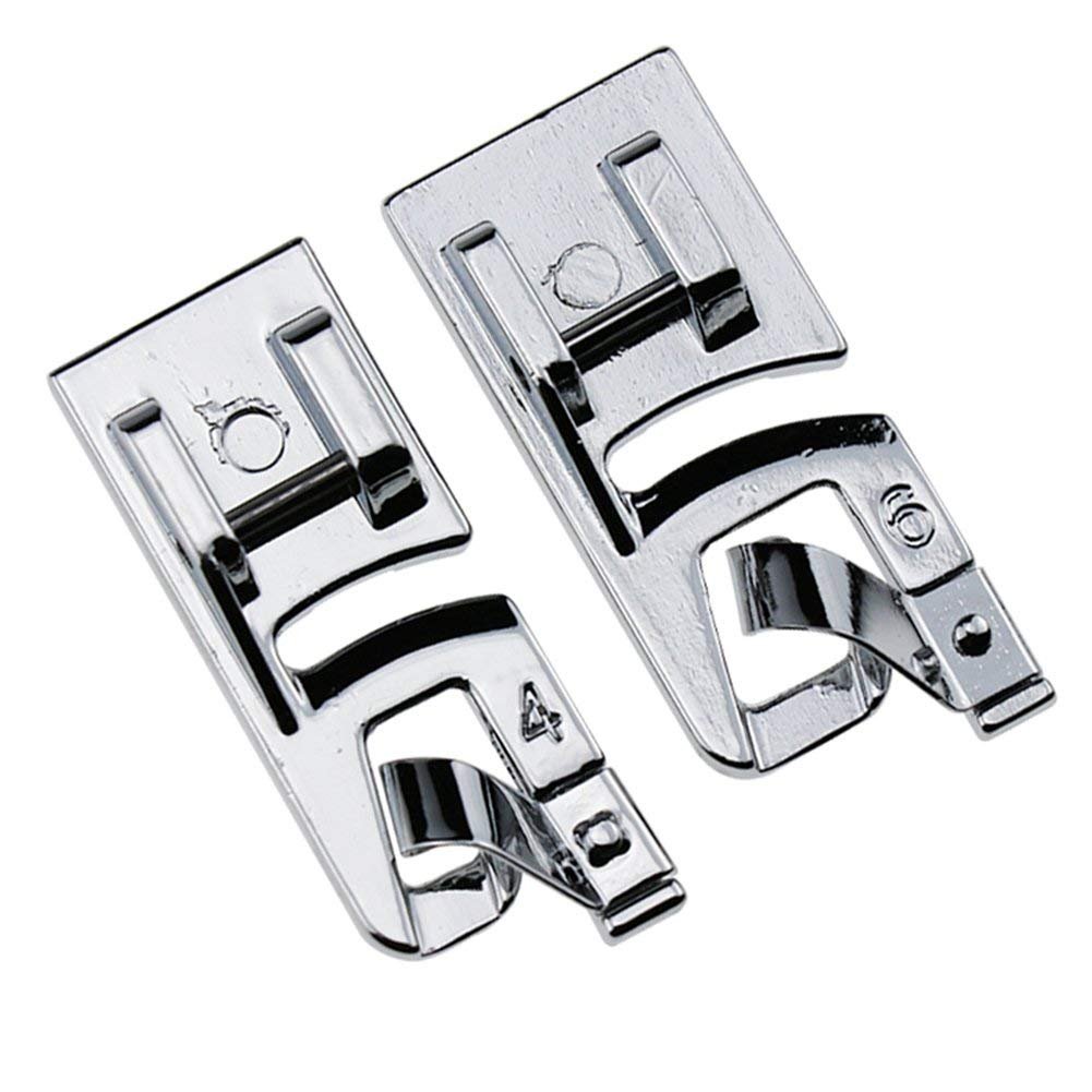 Narrow Rolled Hem Sewing Machine Presser Foot Set (4mm and 6mm)- Fits All Low Shank Snap-On Singer, Brother, Babylock, Euro-Pro, Janome, Kenmore, White, Juki, New Home, Simplicity, Elna