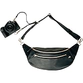rr ruby+rae The Sidekick Camera Bag – Compact, Vegan Leather, Hands-Free Crossbody with Protective Suede Interior, Black