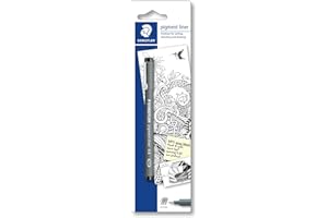 STAEDTLER 30804-9BKD Pigment Liner Fineliner Pen for Writing & Technical Drawing - Black, 0.4mm (Blistercard of 1)