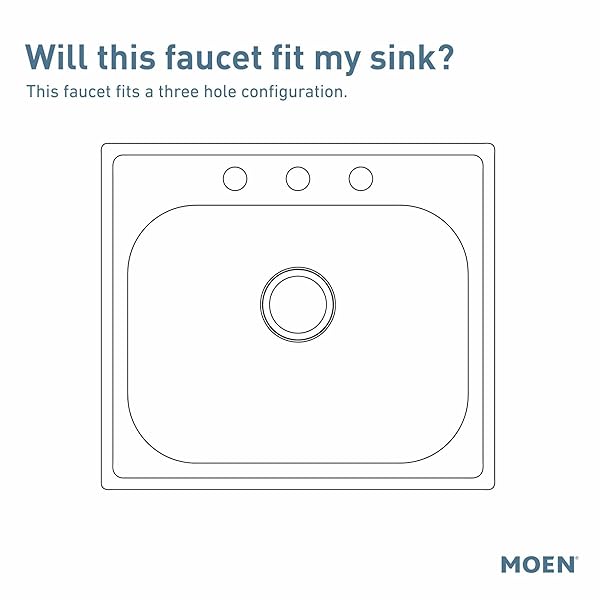 MOEN CHATEAU CHROME ONE-HANDLE LOW ARC KITCHEN FAUCET FOR 3-HOLE SINKS, 7425