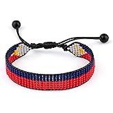 Philippines Flag Beaded Bracelet, Adjustable, Boho Style Rope Bracelet for Women, Men, Thread String