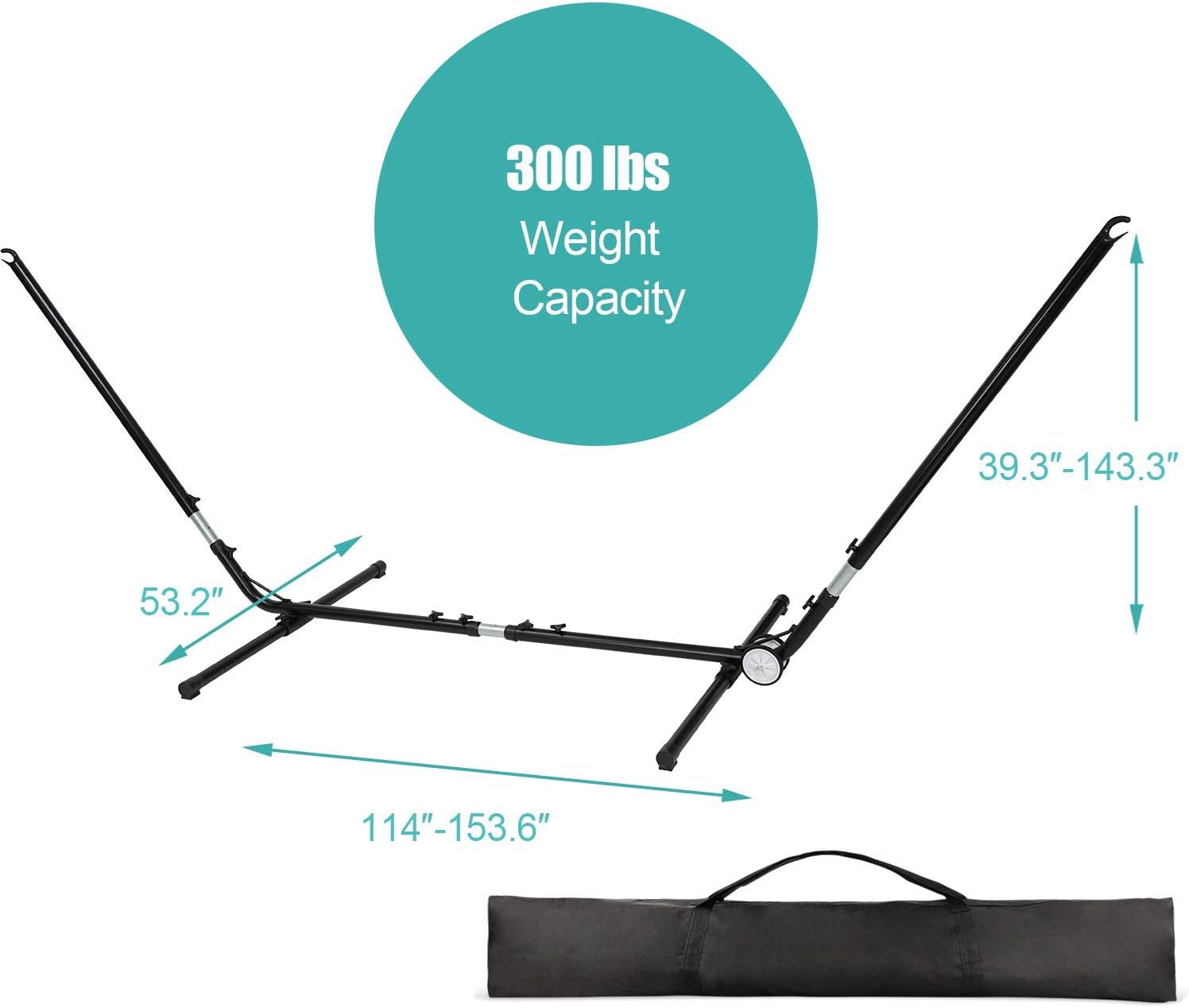 Adjustable 9.5-13 FT Oversize Portable Hammock Stand, Space Saving Heavy-Duty Steel Stand for Outdoor or Indoor (No Hammock) : Garden & Outdoor