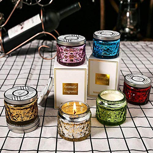 Reabeam Essential Oils Scent Smokeless Incense Scented Candles in Glass, Highly Scented & Long Lasting Aromatherapy Frosted Glass Jar Candles for Home (Golden,1)