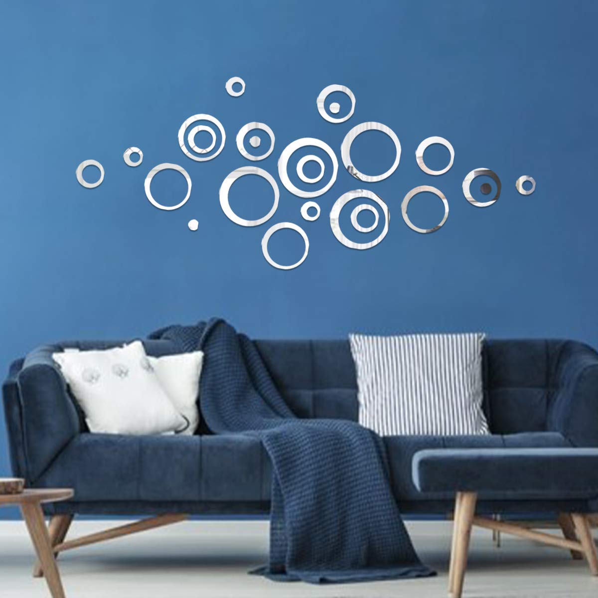 decalmile 24 Pieces Acrylic Mirror Wall Sticker Decal Living Room Bedroom Home Wall Art Decor (Circle, Silver)