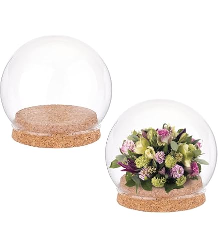 PH PandaHall Glass Cloche With Wood Base - 3.8x3.6 Inch Clear Display Dome For Collectibles & DIY Decor