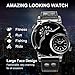 Mens Wrist Watch,Fashion Quartz Analog Dual Time Watch,Cool Unique Leather Band Big Face Watches for Men