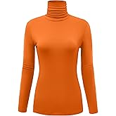 AUHEGN Women's Long Sleeve Lightweight Turtleneck Top Slim Fit Pullover T-Shirt (S-XXL)