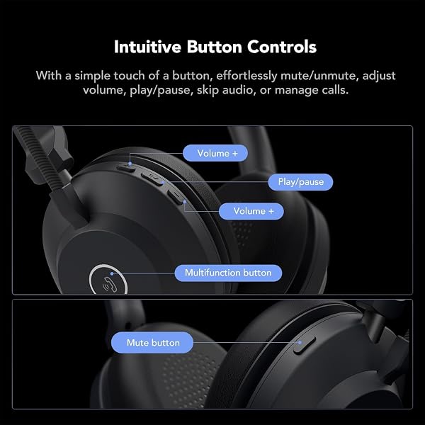 NUROUM HP21 USB HEADSET WITH MICROPHONE FOR PC, AI NOISE CANCELLING MIC FOR WORK, WIRED HEADSET FOR CALL CENTER/OFFICE, MUTE BUTTON, USB-A/TYPE-C FOR COMPUTER/LAPTOP/DESKTOP, COMPATIBLE W/ZOOM/TEAMS