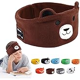 RBFSAH Kids Wireless Headphones, Over Ear Headphones for Children & Toddlers, with Thin Speakers & Super Soft Fleece Headband (Bear)