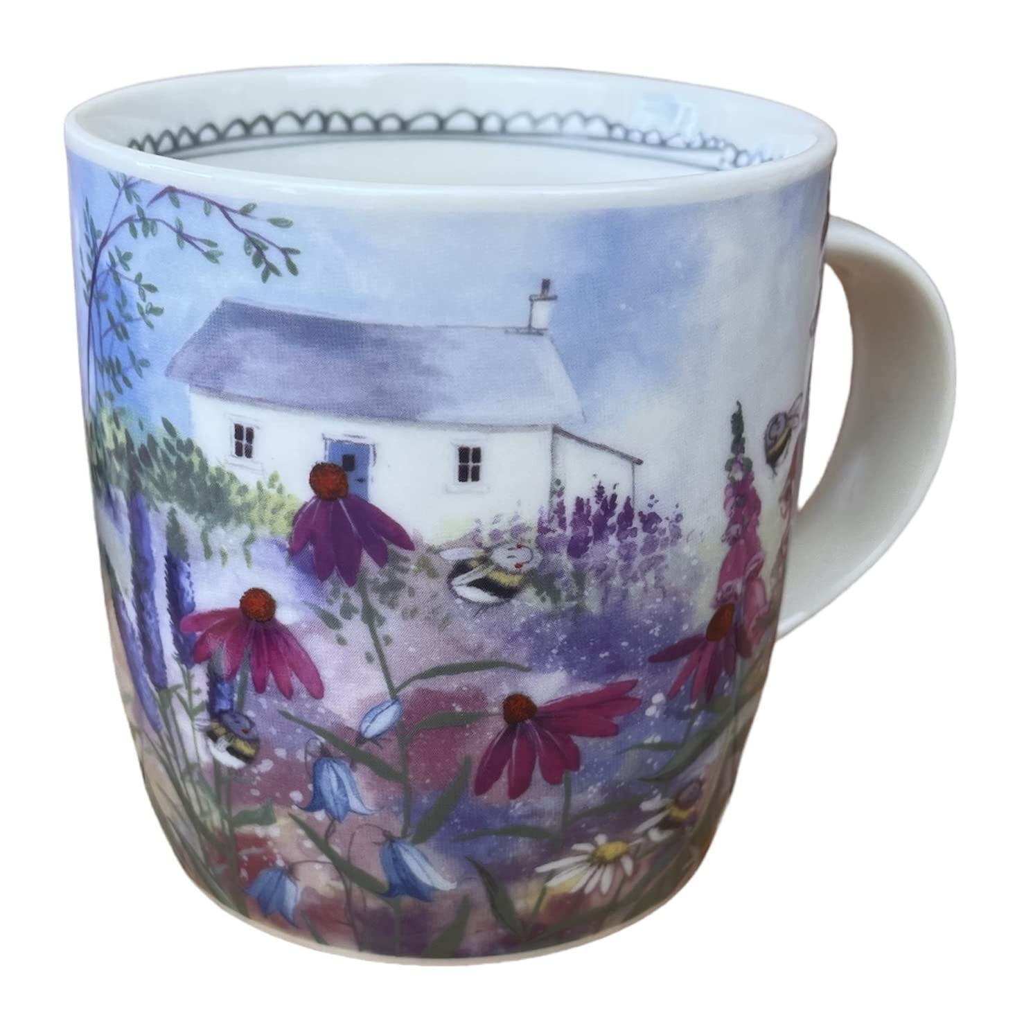 Alex Clark Bee Garden Mug- Wildflowers - Country Cottage - Original Artwork - Cup for Bee Lovers - Gift Ideas - Perfect for Coffee & Tea - Vegan Friendly - Designed in The UK...