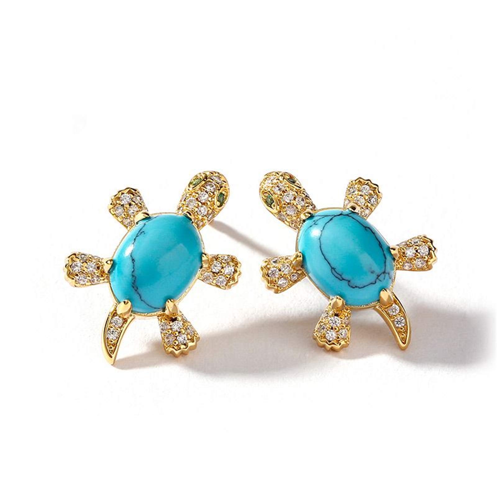 Jeulia"Wise Tortoise" Turquoise Design Sterling Sliver Earrings Fashion Anniversary Engagement Weddi