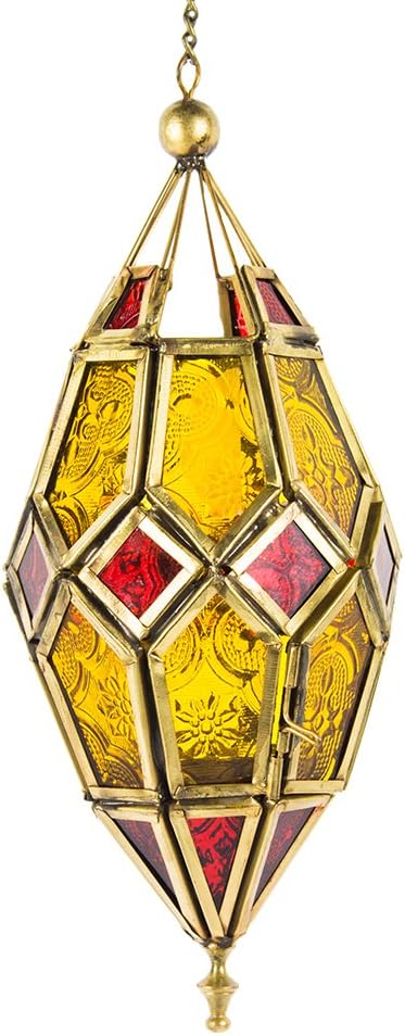 Hand Made Hanging Moroccan Style Lantern Hanging-Yellow