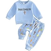 Socutebabe Toddler Baby Boy Easter Outfit Summer Clothes Jesus Loves Me Long Sleeve Sweatshirts Pants Cute Bunny Clothing Set