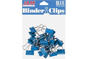 JAM PAPER Colorful Binder Clips - Small - 3/4 Inch (19 mm) - Blue Binderclips - 25/Pack