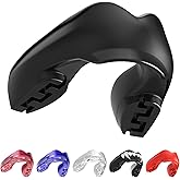 SAFEJAWZ Mouthguard for Braces, Upper & Lower Protection Remoldable Mouth Guard with Case for Boxing, Basketball, Football, MMA, Lacrosse, Hockey and All Contact Sports One Size (Black)