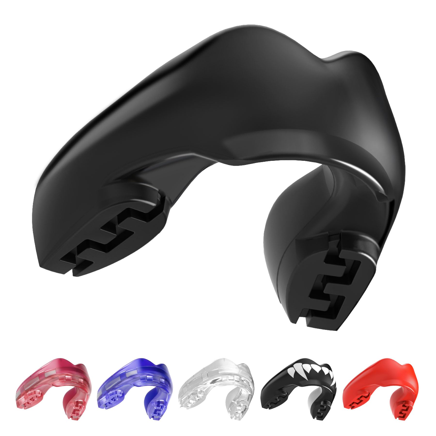 SafeJawz Mouthguard for Braces, One Size Re-mouldable Gum Shield with Case for Boxing, MMA, Rugby, Martial Arts, Judo, Karate, Hockey and All Contact Sports (Black)