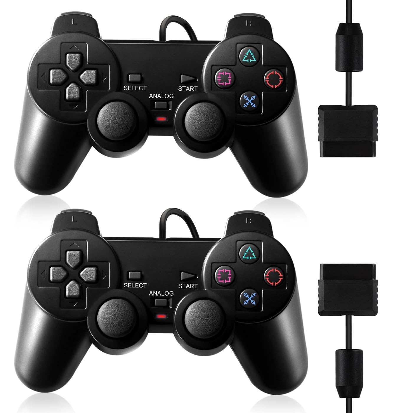Photo 1 of ***DAMAGED -SELLING AS IS *** HaeBorl PS2 Controller, 2 Packs Wired Controller Compatible with PS2/PS2 Slim/PS1, PS2 Replacement Wired Controller with Dual Vibration, Black
